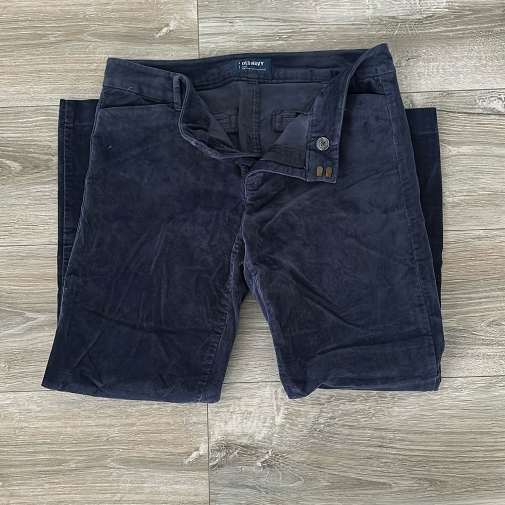 Old Navy Pixie Style Blue Velvet Pants - size 8 - mid rise